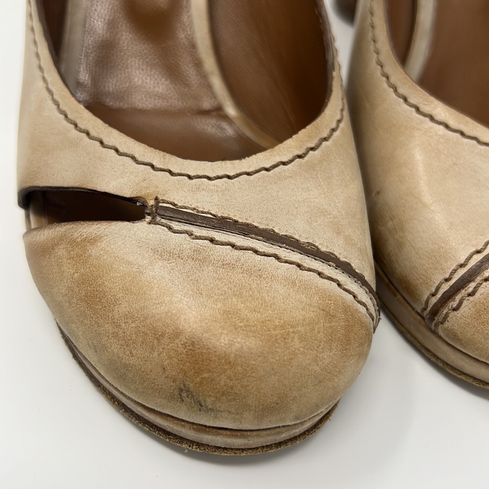 Chloe leather stacked wood heel shoes - Picture 4 of 6